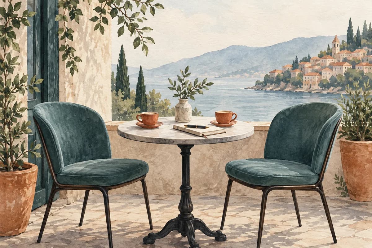Two chairs and a notebook suggest a short informational conversation.