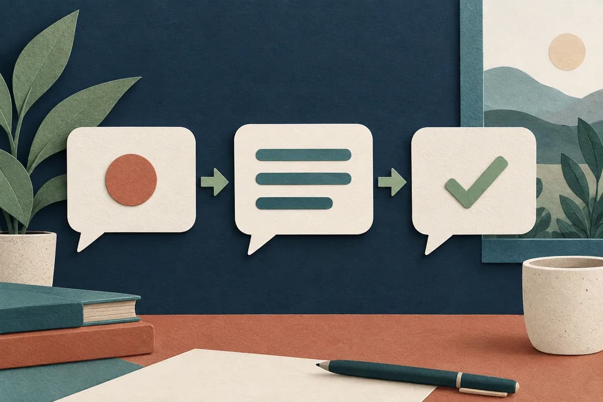 Speech cards arranged from a main point to supporting detail and a conclusion.